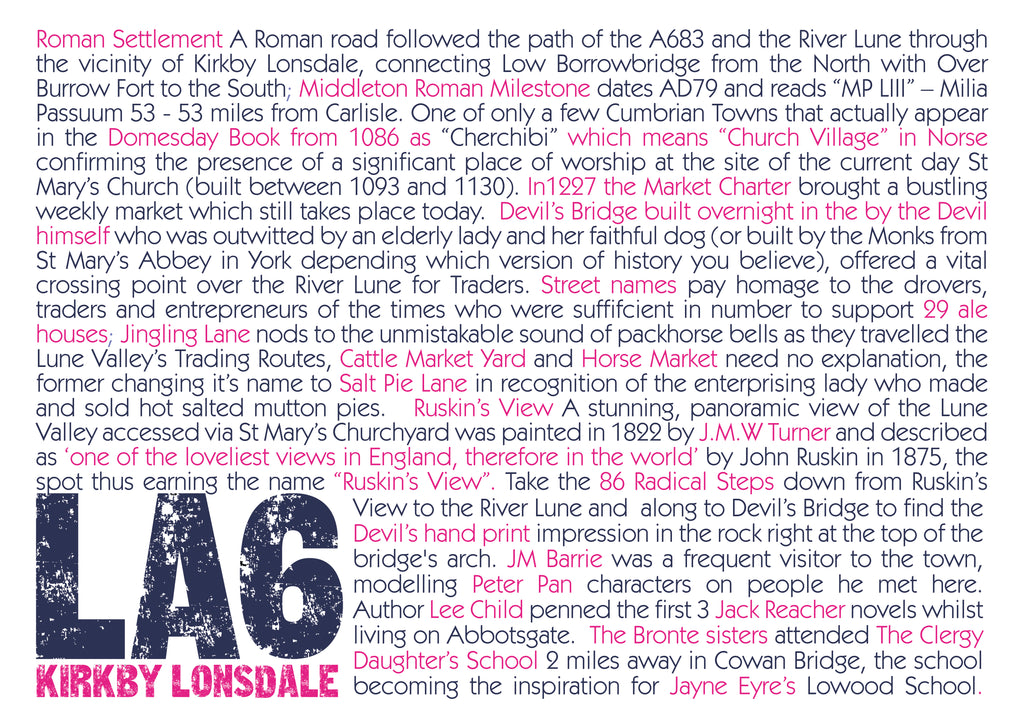 Kirkby Lonsdale A6 Card & Envelope: Town History